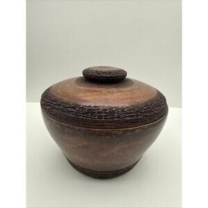 Vintage Hand Turned Wood Bowl Trinket Box With Lid Lidded Bowl Vintage Wood Jar
